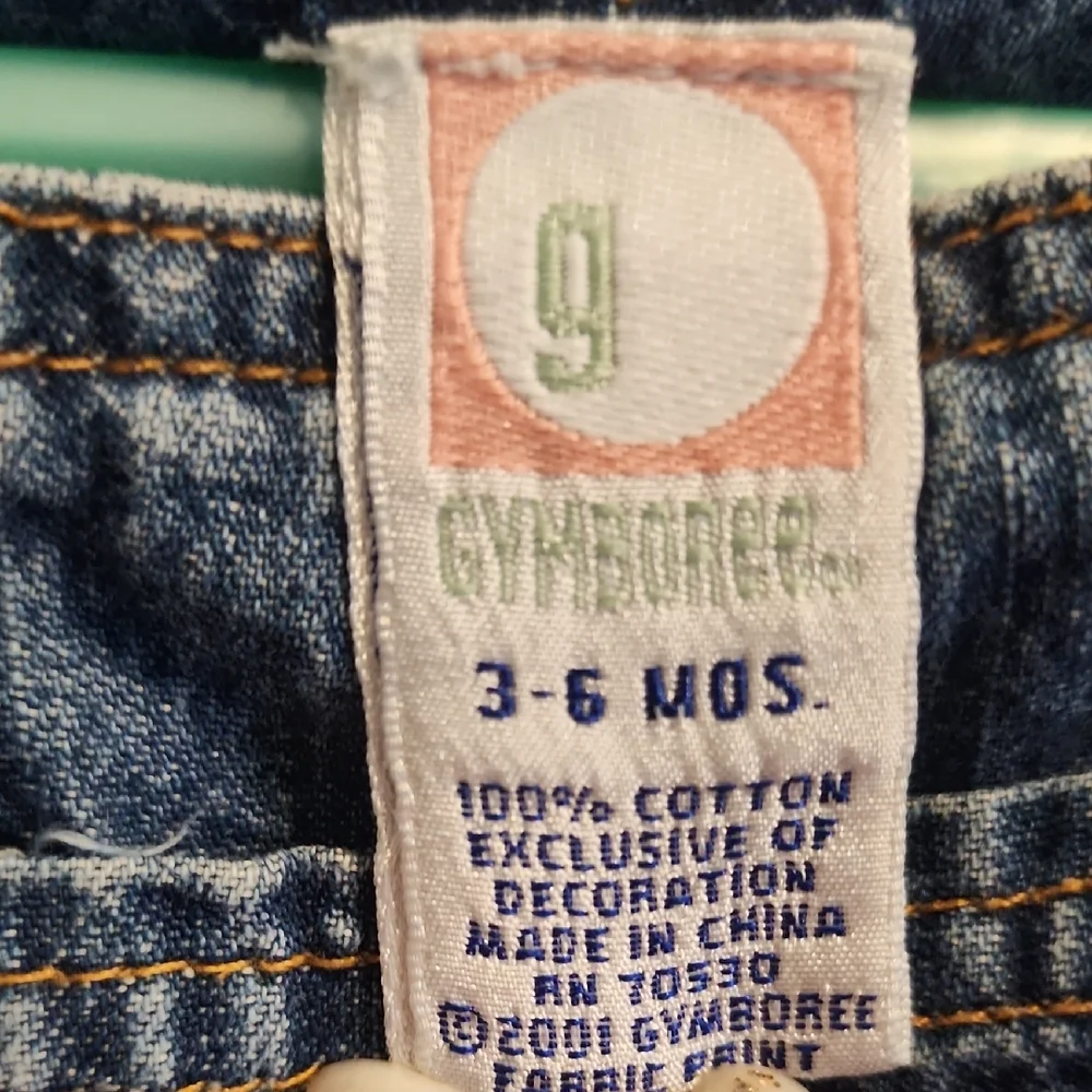 Gymboree Vtg Denim Overalls with Colorful Embroidery Planes